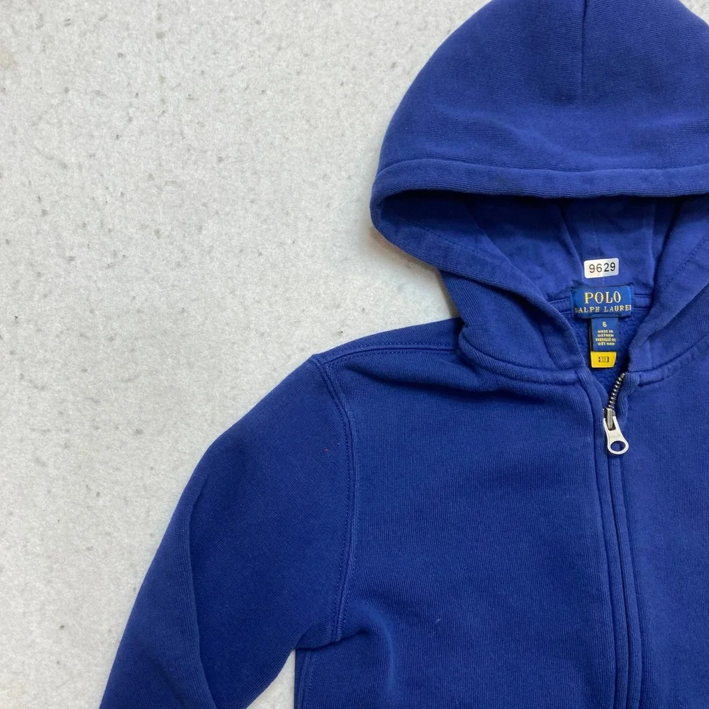 Polo Ralph Lauren Hoodie Kids 6 Blue Yellow Pony Full Zip